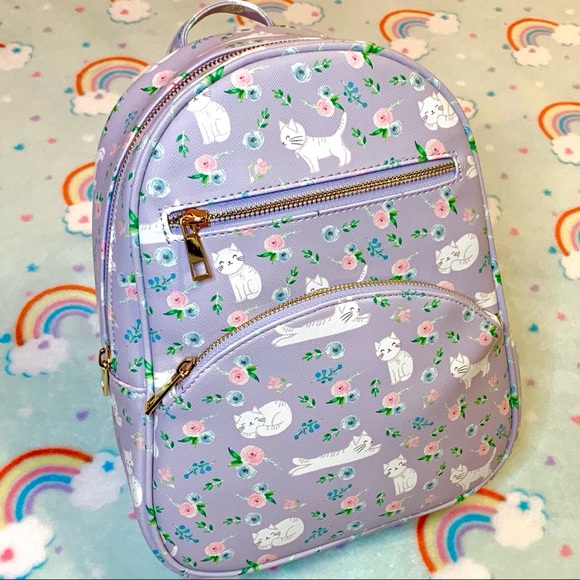 SOLD Under One Sky Cats Kittens Rosebuds Mini Backpack - Picture 14 of 15